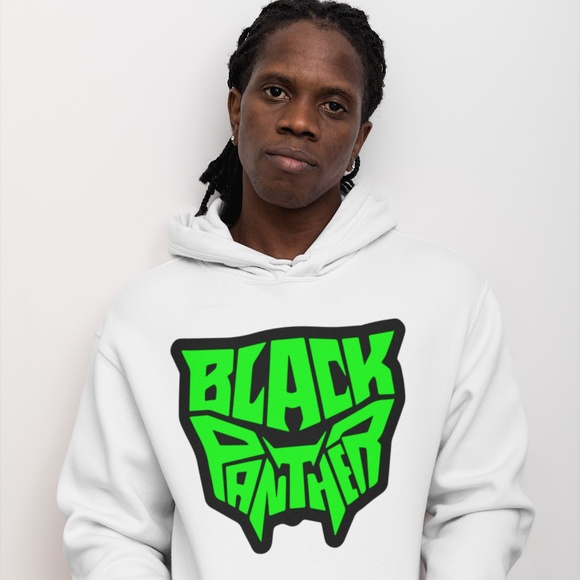 BLACK PANTHER NEEON GREEEN: DESIGN; UNISEX CUSTOM HOODIE - Picture 6 of 7